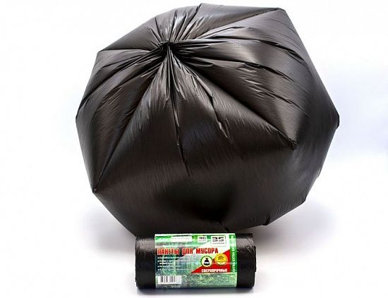 Мешки для мусора 35 литров, в рулоне 30 штук, 12 мкм, материал ПНД, 50х64 см, черные, EXTRA - Вид 3